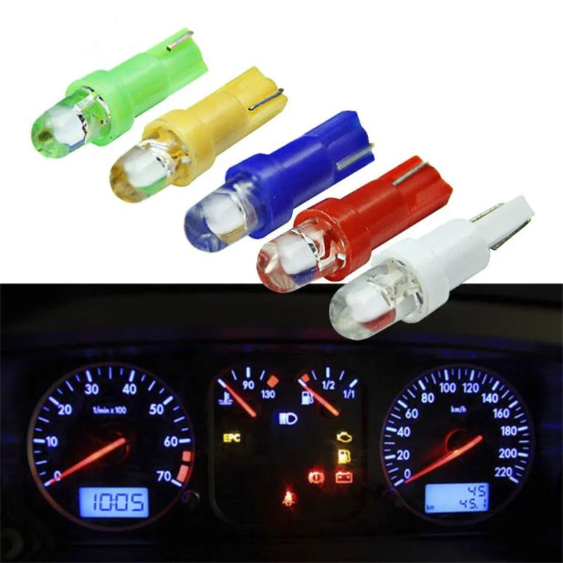 T5 LED Car Bulbs B8.5d Auto Car Dashboard Speed Lights Bulb Car Interior Lamp Accessories Dashboard Side Switch Lamps 12V