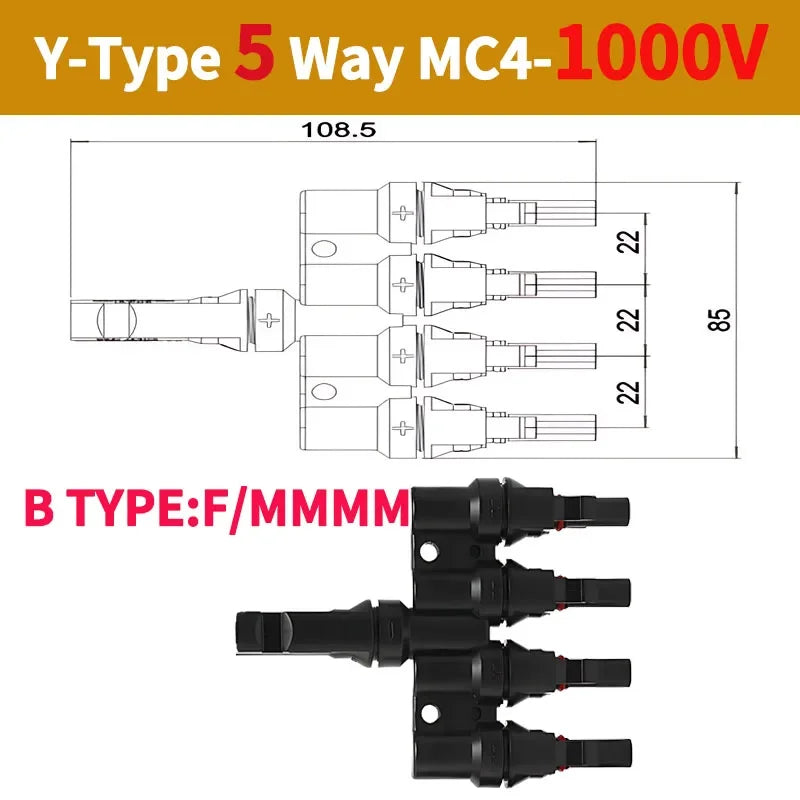 1/5/20/100 Sets PV T Branch Photovoltaic Solar Connector 1000V 30A Male Female 1 To 2/3/4/5/6 PV Plug 2/3/4/5/6IN 1OUT Adapter