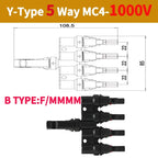 1/5/20/100 Sets PV T Branch Photovoltaic Solar Connector 1000V 30A Male Female 1 To 2/3/4/5/6 PV Plug 2/3/4/5/6IN 1OUT Adapter