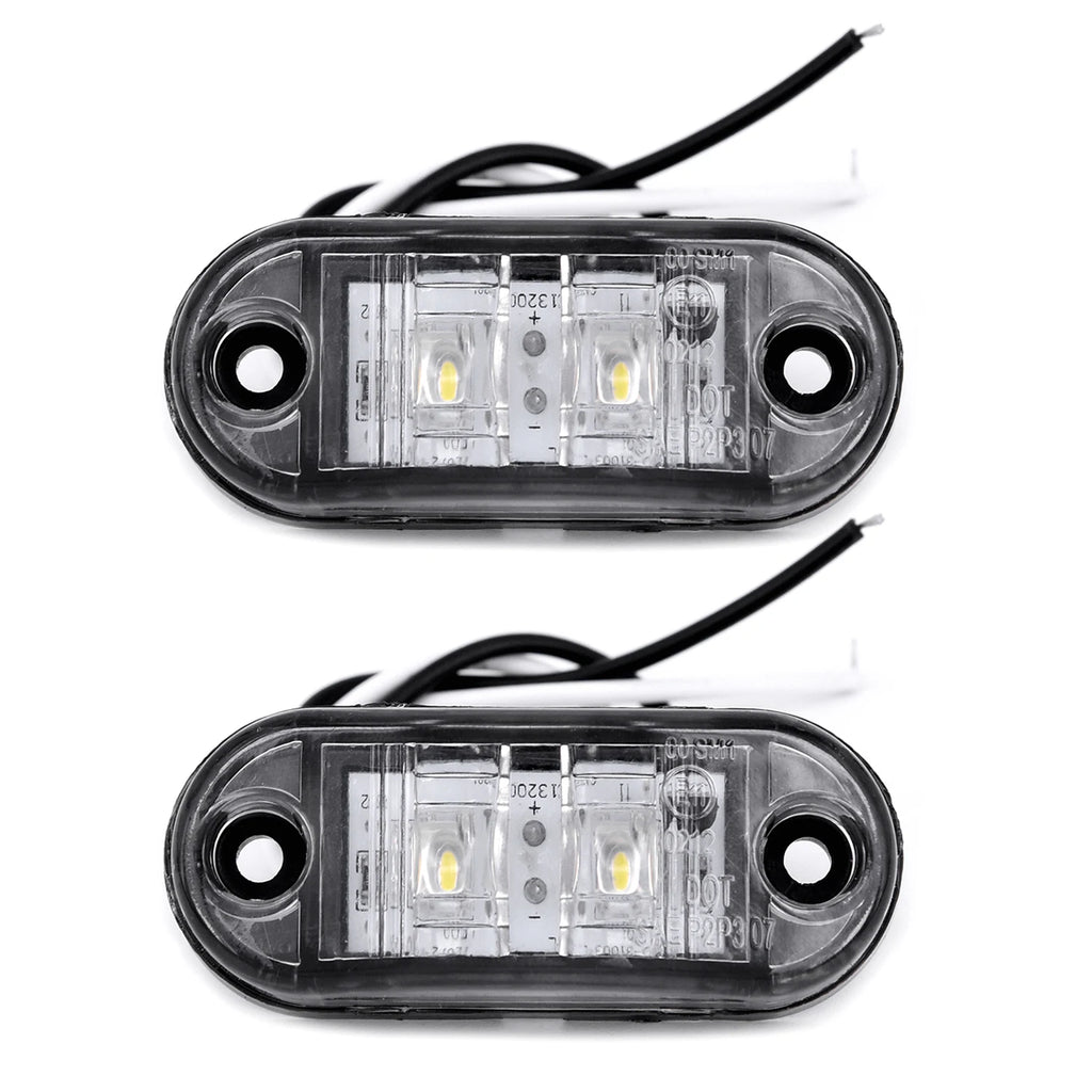 2Pcs Set White Marker Lights 12V LED Car Side Marker Tail Light 24V Trailer Truck Lamp Waterproof Plastic Signal Lamp