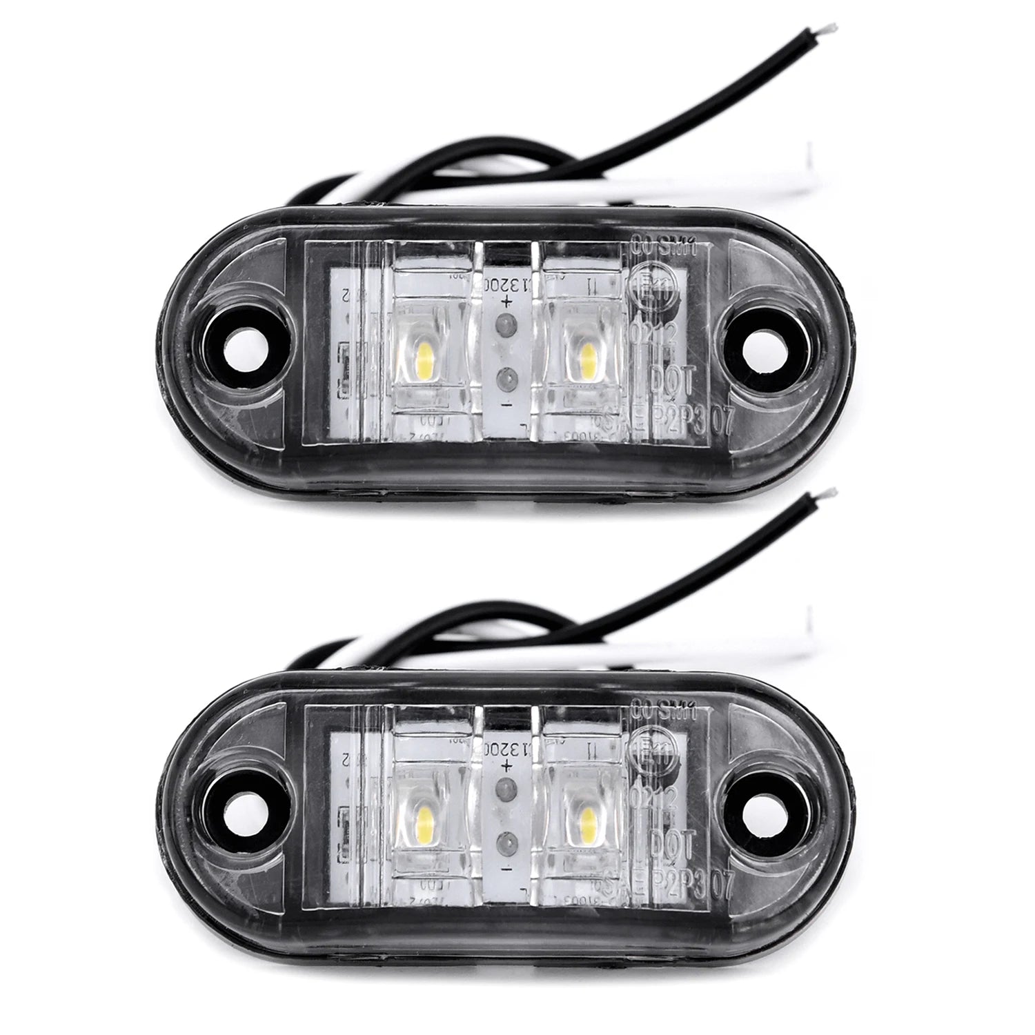 2Pcs Set White Marker Lights 12V LED Car Side Marker Tail Light 24V Trailer Truck Lamp Waterproof Plastic Signal Lamp