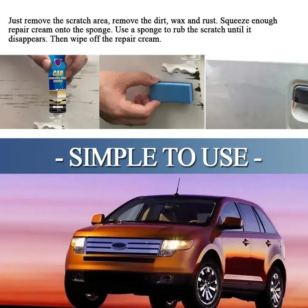 Car Repair Paint Paste Scratch Remover Kit with Sponge and Towel Scratch Coating Polishing Wax Auto Scratches Repairing Amagi