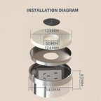 Embedded Hidden Ground Plug Flush Design Stainless Steel Compressive Anti-Rust Anti-Corrosion Home Office Indoor Socket Outlet
