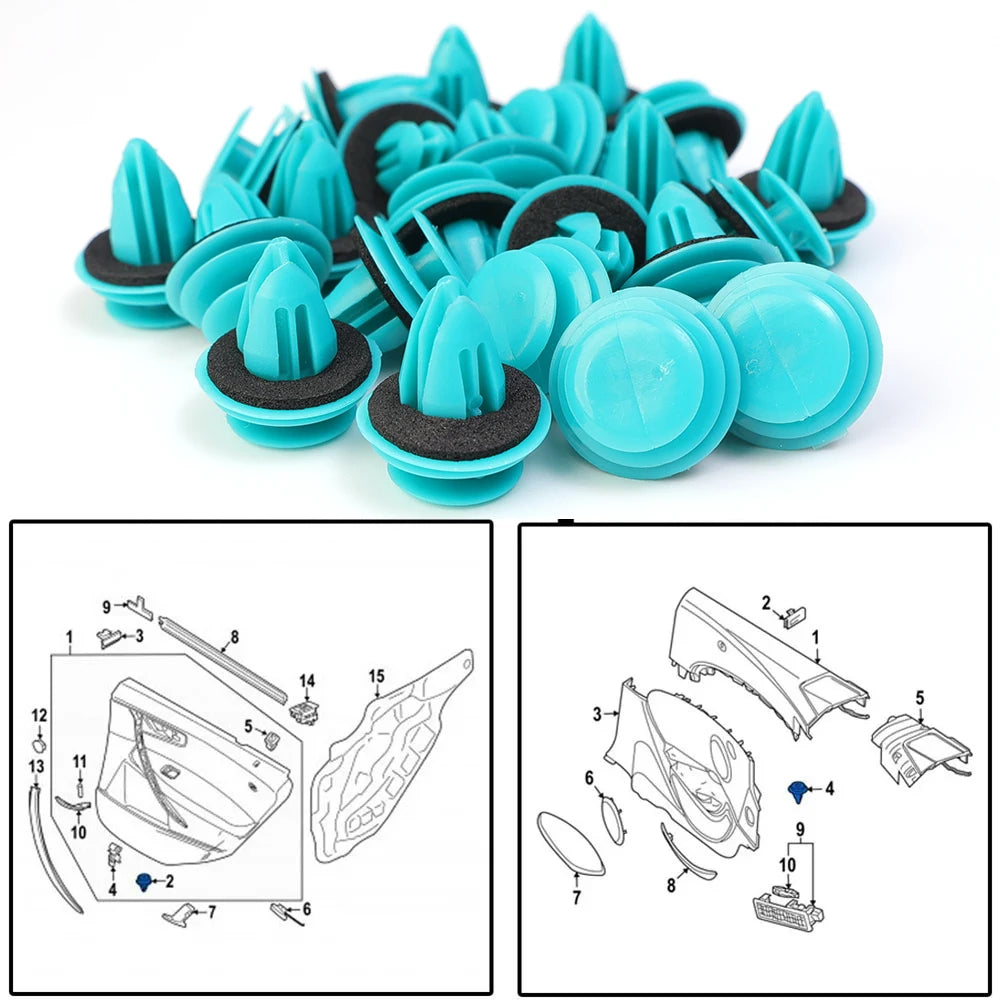 Green Nylon Retaining Clip for Toyota Bumper Door Buckle Car Interior Accessories Auto Vehicle Retainer Fastener Rivet 40/20pcs