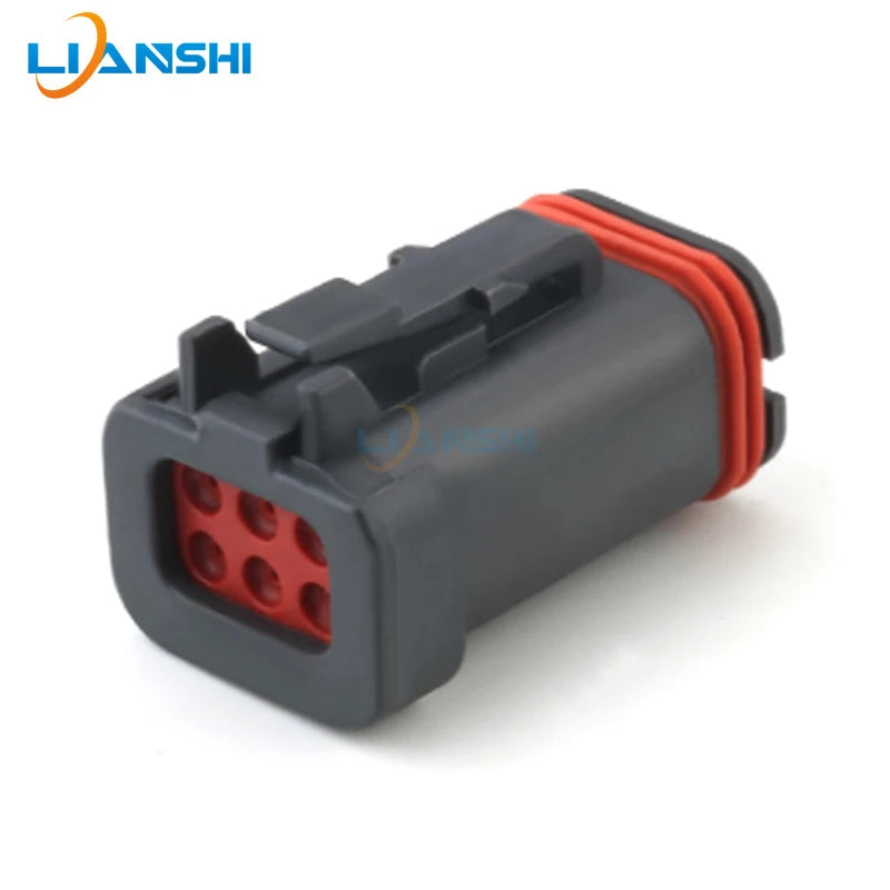 DT16-6SB-KP01 automotive connector, wiring harness plug, 6P6 hole, black, waterproof and dustproof