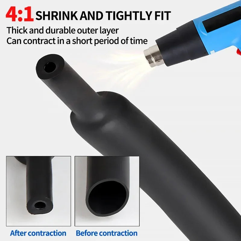 5Meter 4:1 Heat Shrink Tube with Glue Thermoretractile Heat Shrinkable Tubing Dual Wall Heat Shrink Tubing 4 6 8 12 16 20 24 32