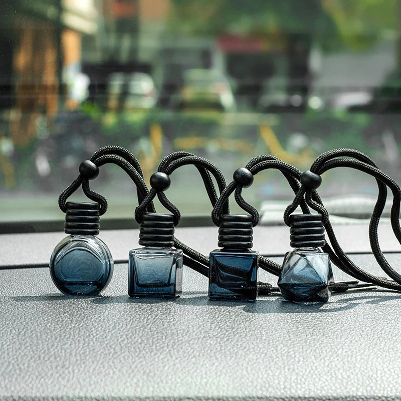 1Pcs Dyed Square Cap Black Cap Empty Bottle Car Essential Oil Diffuser Fragrance Air Freshener Scent Perfume Bottle Ornament