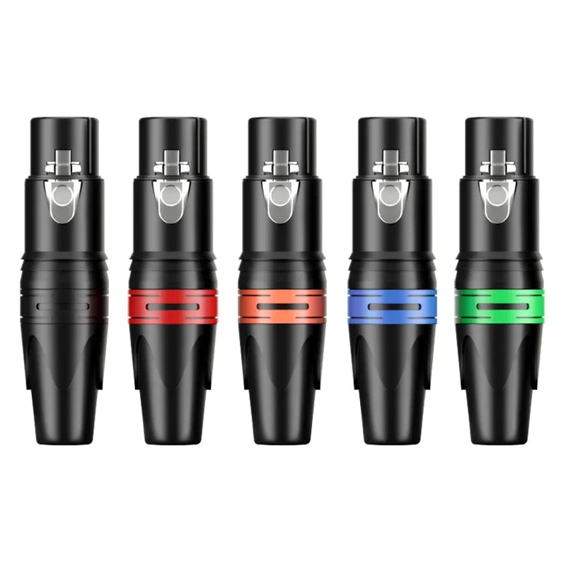10 Set 3Pin XLR Color Head Pure Copper Pin Male and Female Audio Microphone Connector Canon Welding Plug Socket