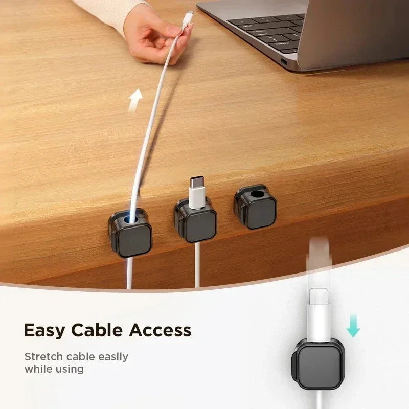 6/12 PCS Magnetic Cable Clips Cable Smooth Adjustable Cord Holder Under Desk Cable Management Wire Keeper Organizer Holder Amagi