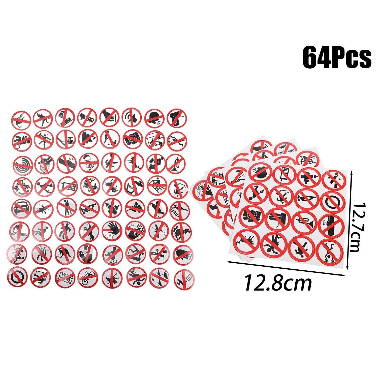 64Pcs Funny No Sign Car Sticker Pack Graffiti Vinyl Decal for JDM Moto Helmet Laptop Skateboard Waterproof Luggage Decor Bumper