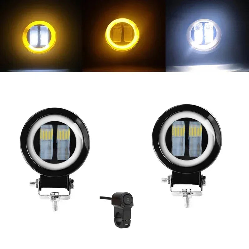 Motorcycle LED Angel Eye Work Light Bar Spot Lamp Offroad Car Boat Truck SUV Pickup 12V 24V Driving Fog Lamp Headlight Amagi