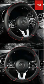 38 Cm/15 Inches Universal Car Faux Leather Steering Wheel Cover Sweat-absorbent And Breathable Handle Interior Upgrade New Amagi