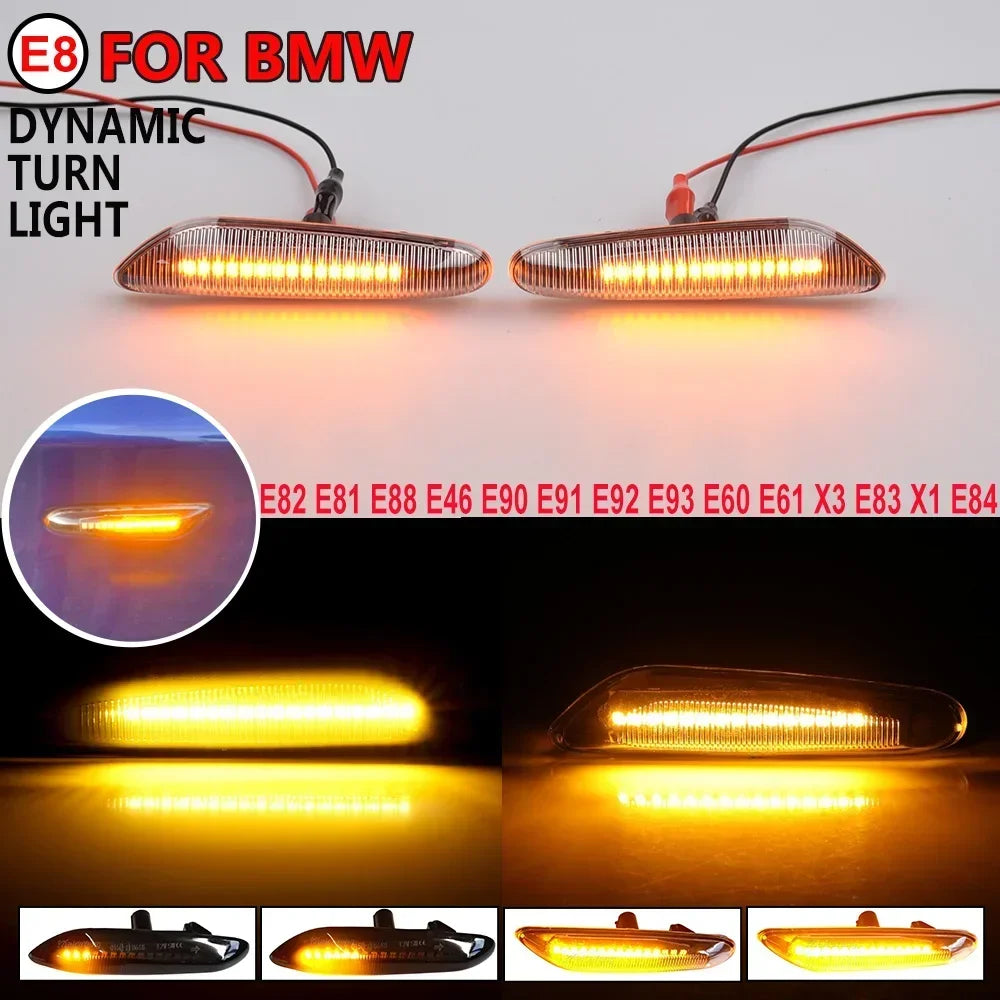 1 Pair Car Dynamic Turn Signal Light LED Side Marker Lamp For BMW E46 E90 E87 X3 E83 X1 E84 X5 E53 E91 E92 E60 E61 E81 E82 E88
