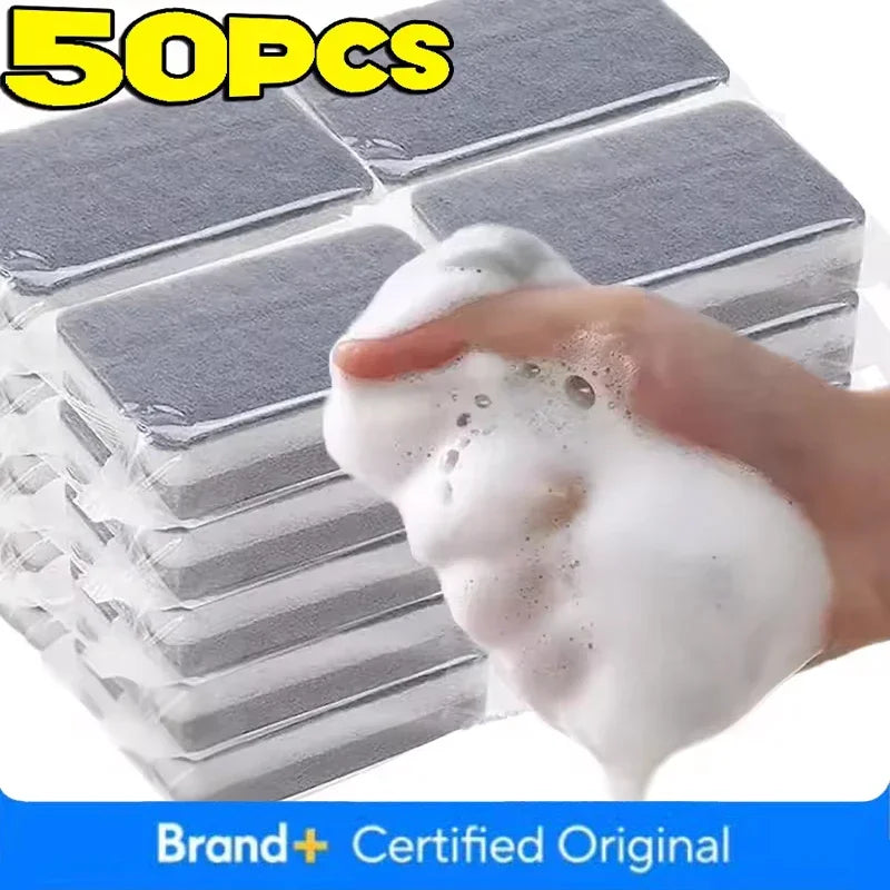 5-50PCS Double-sided Cleaning Sponges Magic Super Absorbent Pan Pot Dishwashing Scouring Pad Wipe Household Kitchen Clean Amagi
