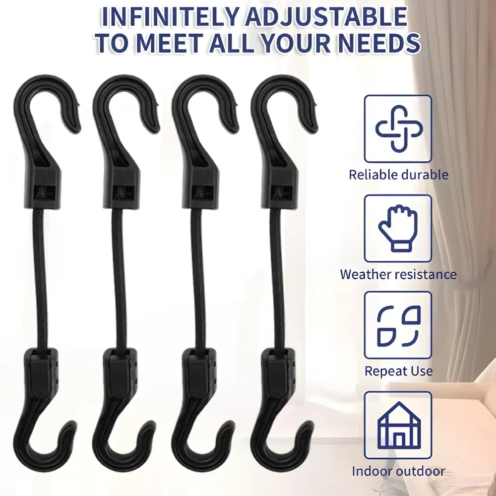 Heavy Duty Bungee Cords with Hooks Elastic Tie Down Straps for Car Roof Rack Motorcycle Luggage Cargo Net Camping Tent Rope