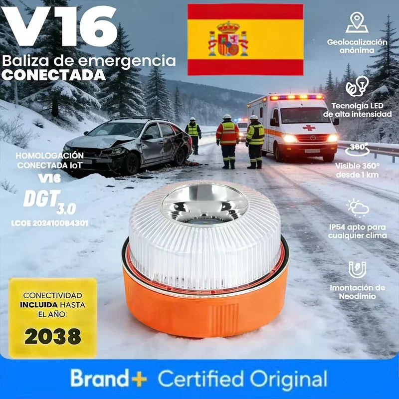 Latest Version Spain V16 Warning Light Emergency Light DGT3.0 with Communication GPS Position Data Validity Period 2038 Amagi
