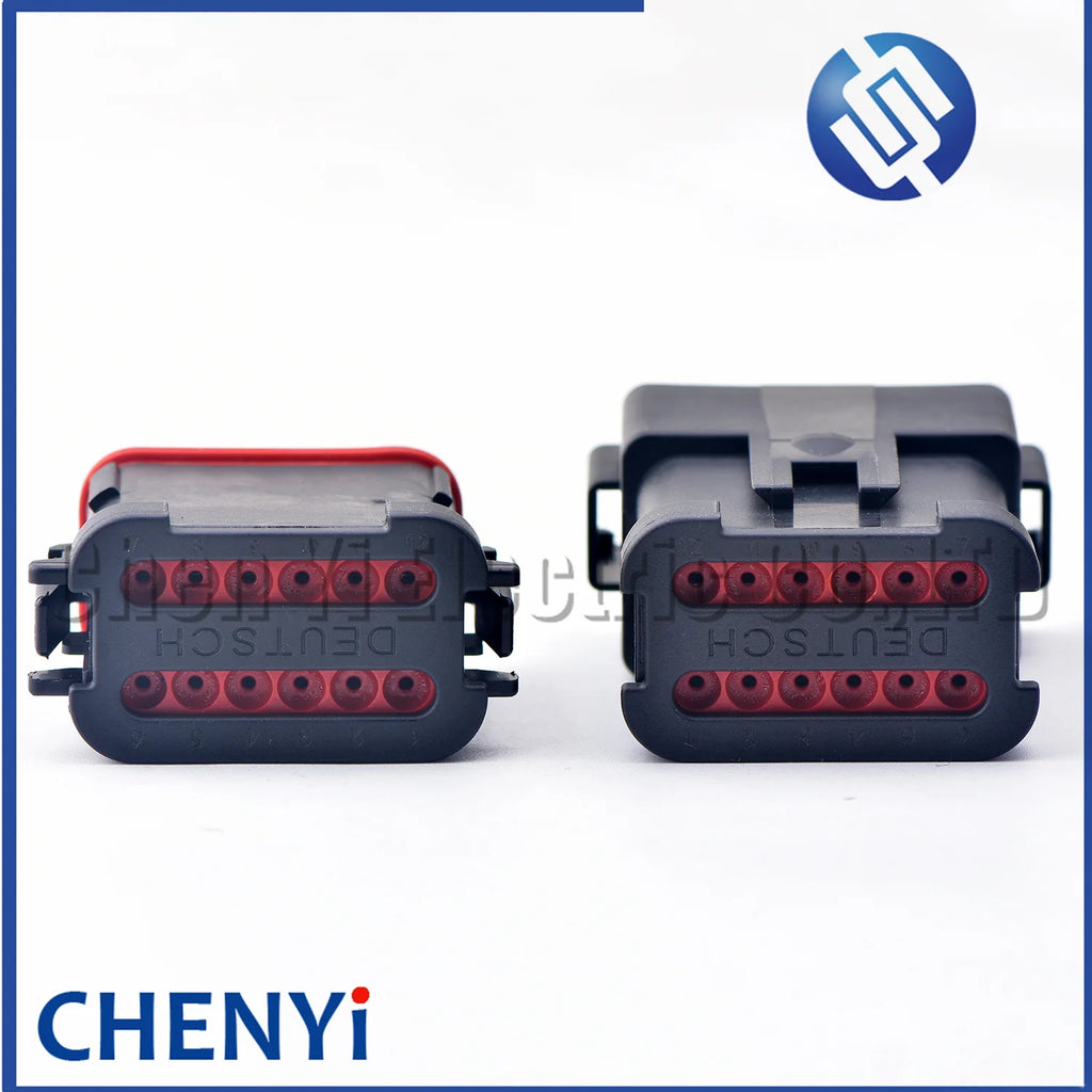 12 Pin Black DT series Connector Waterproof Plug Socket DT06-12S DT04-12P DT06-12S-E005 DT04-12P-E005 with pins For Deutsch