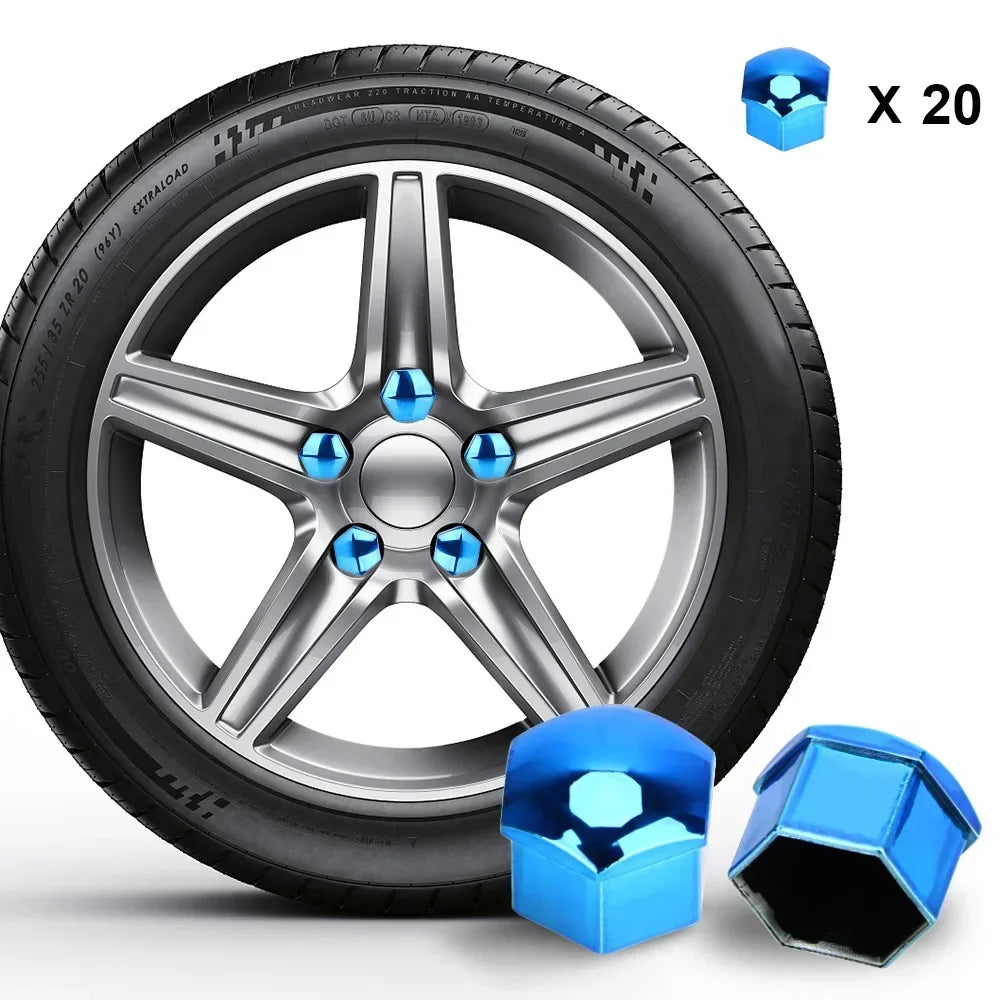 20Pcs 17mm/19mm/21mm Car Wheel Nut Bolts Caps for Audi A6 C6 A4 B7 Citroen Skoda Octavia A7 Tesla Model S / 3 / X Amagi
