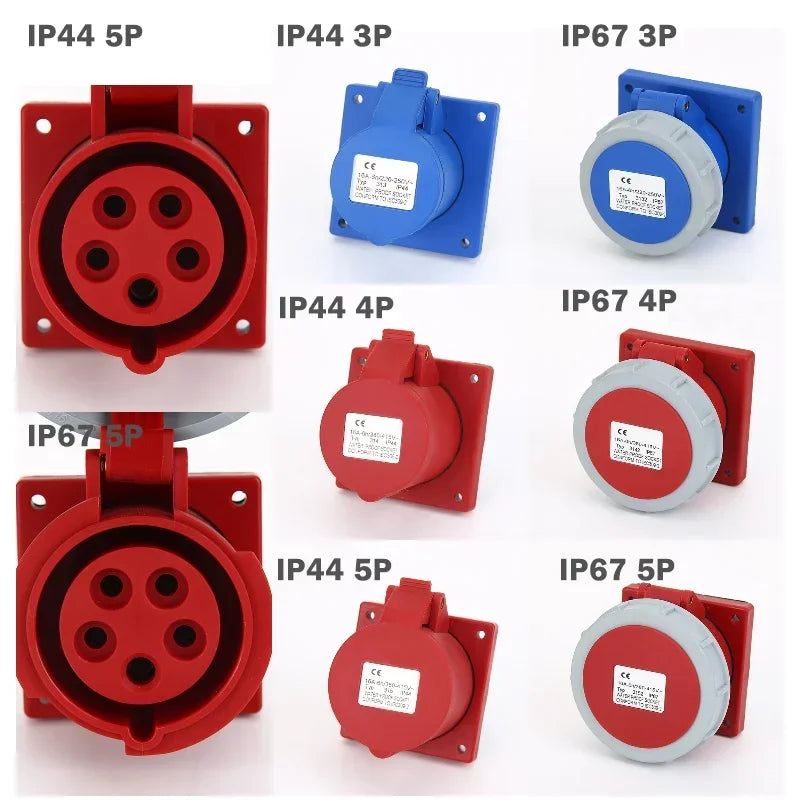 1/5/20/50 PCS 16/32A Industrial Plug and Socket 3P/4P/5Pin Electrical Connector IP67 Wall Mounted Socket Male&Female Plug