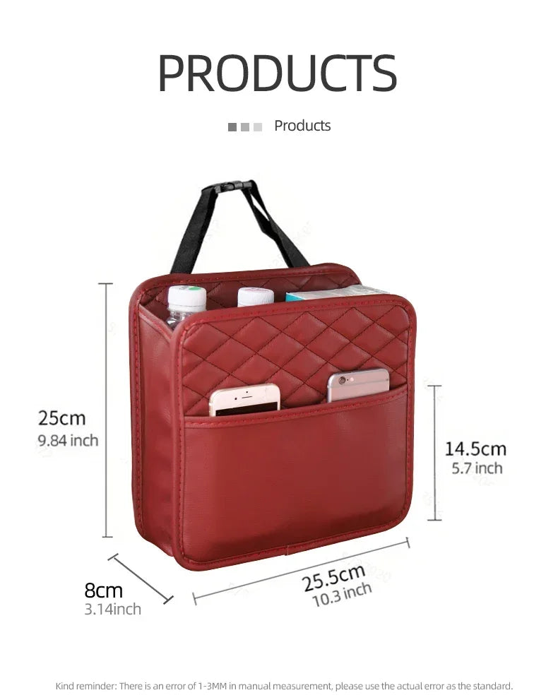 2/1pcs Multifunction Car Seat Hanging PU Leather Storage Bag Organizer Rear Seat Hanging Pouch Tissue Box Trash Dustb Accessorie