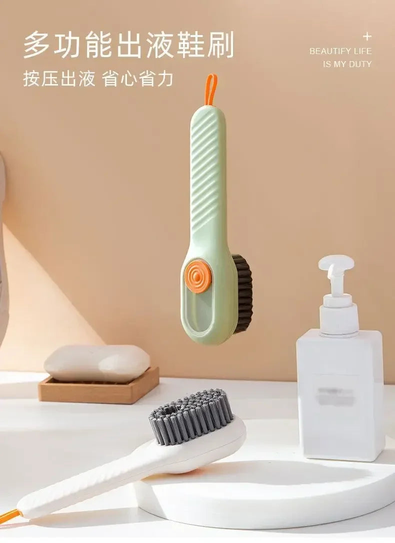 Shoe Brush Multifunction Cleaning Soft Automatic Liquid Shoe Brush Long Handle Clothes Soap Brush With Hook Clean Tool Amagi