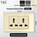 118-Style EU/CL Dual Socket with USB-C PD 20W - Tempered Glass Italy & Chile Outlet for Home/Office