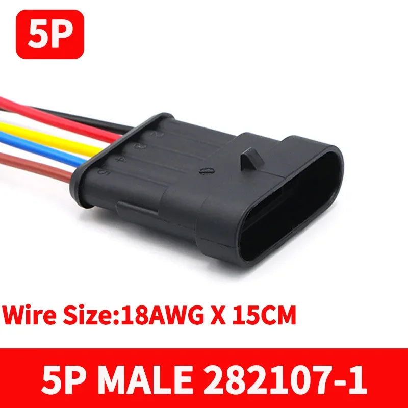 5/20/100Sets AMP Type 1.5 Series Automotive Waterproof Connector Plug Socket HID Male&Female 15CM Wire Harness 1P/2P/3P/4P/5P/6P