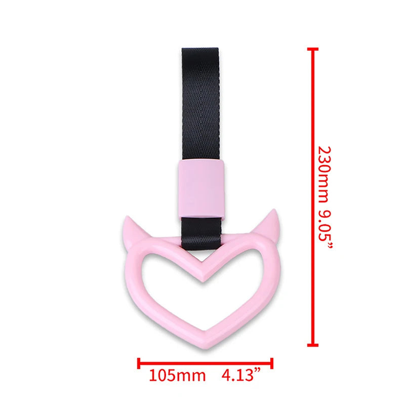 Colorful Car Tow Strap Tsurikawa Ring Heart JDM Train Bus Handle Hand Strap Styling Drift Charm Strap Auto Accessories