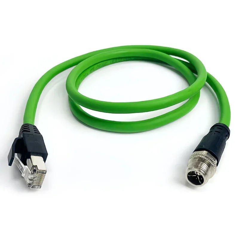 M12 X-Code 8Pin Male to RJ45 Gigabit Ethernet Cable 10Gbps IP67 Shielded - Industrial CAT6A Network Wire for Robotics & Harsh
