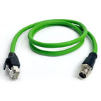 M12 X-Code 8Pin Male to RJ45 Gigabit Ethernet Cable 10Gbps IP67 Shielded - Industrial CAT6A Network Wire for Robotics & Harsh
