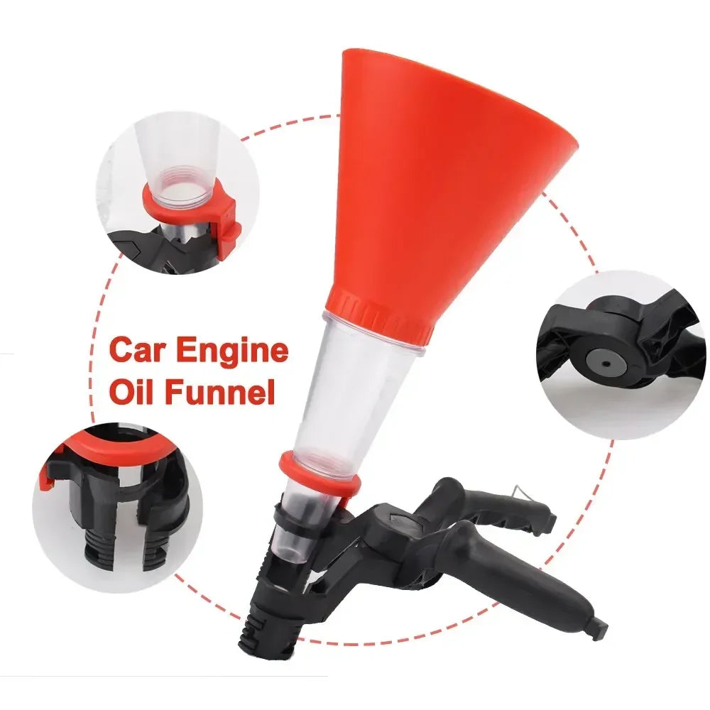 Car Engine Oil Funnel Universal Fuel Add Funnel Tools Adjustable Gasoline Special Funnel Non-leakage Design amagi