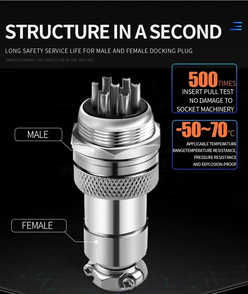 GX12 GX16 GX20 Waterproof Aviation Connector 2 3 4 5 6 7 8 9 10 12 15Pin M/F, 5/10/20 Sets for Industrial Machinery Panel Wiring