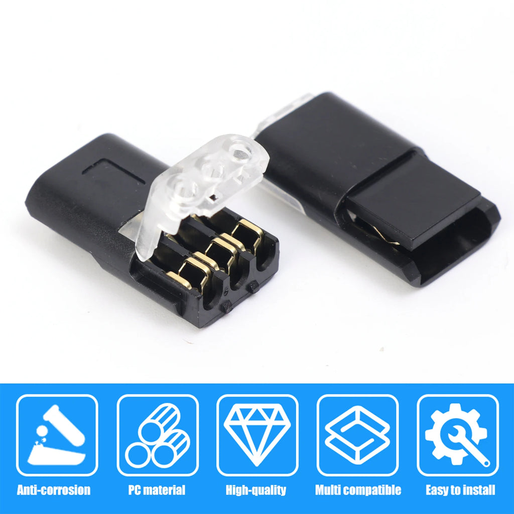 3-Pin Plug Electrical Connector 3-Wire Interchangeable Quick Wire Connector Automotive Wire Cable Ribbon Terminal Connector