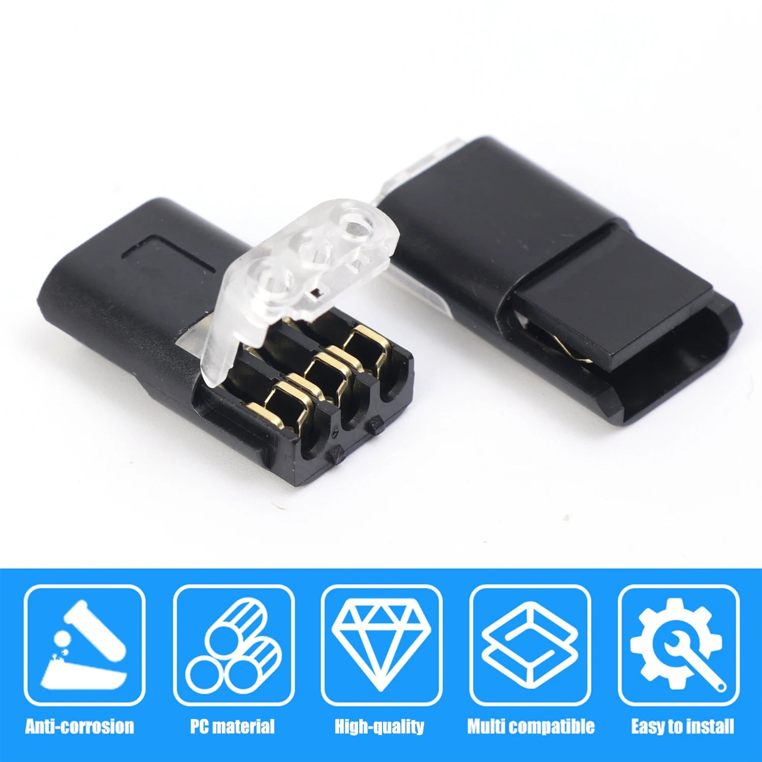 3-Pin Plug Electrical Connector 3-Wire Interchangeable Quick Wire Connector Automotive Wire Cable Ribbon Terminal Connector