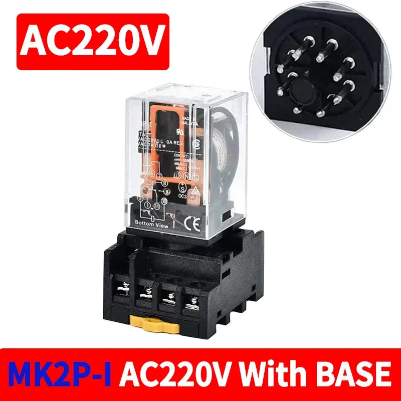 MK2P-I MK3P-I Intermediate Relay, 8/11 Pin Electromagnetic Power Relay with Copper Coil and Silver Contact AC220V DC24V