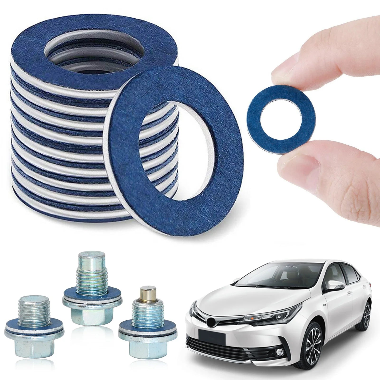 Car Oil Pan Drain Screw Gasket Engine Sump Oil Drain Bolt Seal Gasket 12mm Hole Nut Seal Ring for Toyota Lexus OE# 90430-12031