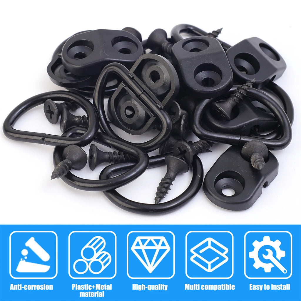 1-10sets Cargo Net Floor Hook Fixing Kit Rear Trunk Boot Tie Down Hook Ring Loop Fix Hang Flat Screen Auto Fasteners Accessories