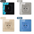 EU Russia France UK Socket AC Panel 86 Wall Switch Toggle Press Light Switch On/Off Crystal Tempered Glass Panel Wall Outlet