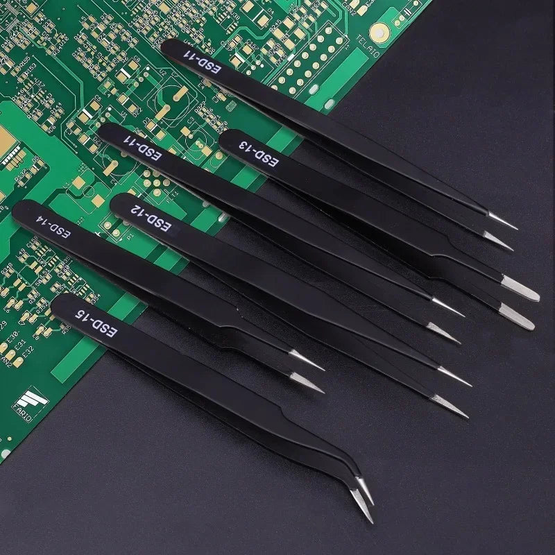 Anti-Static Stainless Steel Tweezers Precision Maintenance Industrial Electronic Repair Tool Car Body Sheet Metal Repair Tools