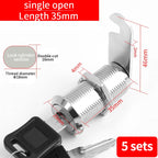 Cabinet Cam Lock Set, 5 Pack Two-Sided Keyed Alike 16MM-30MM Cylinder Cam Locks Secure Mailbox File Drawer Compartment Lock