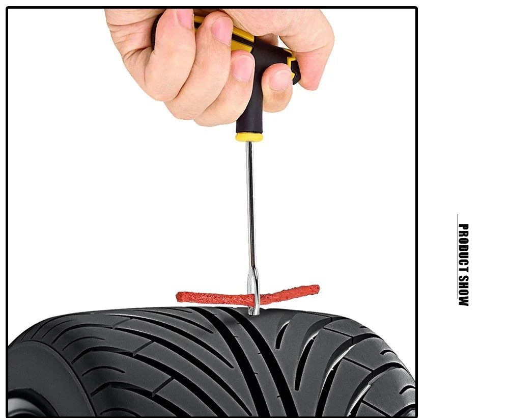 Tire Repair Tool Kit with Rubber Strips Tubeless Tyre Puncture Studding Plug Set Motorcycle Bike Truck Repair Accessories Amagi