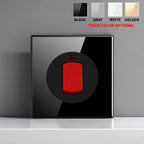 European British French Standard Tempered Glass Switch Socket with Indicator Light , Self-Reset 1 2 3 4 Gang Wall Panel Outlets