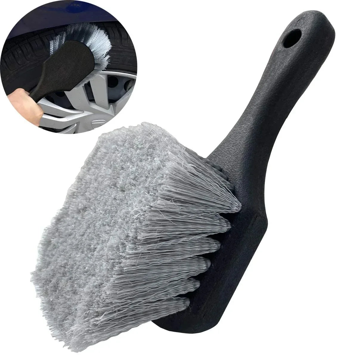 Car Tire Brush - Durable Wheel Cleaning Scrub Brush with Ergonomic Handle - Automotive Detailing Tool for Rims Wheels Amagi