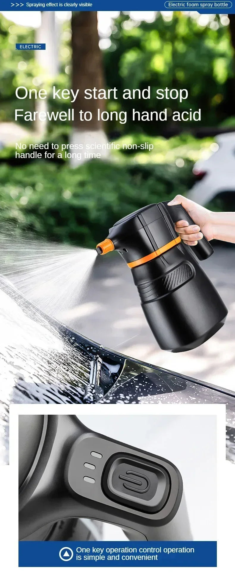 DIY Electric Foam Sprayer Foaming Pump Sprayer USB Rechargeable Lithium Auto Wash Battery Cleaning Tool Auto Accessories Amagi