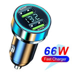 200W Car Charger 6 Ports Fast Charging with Digital Display PD QC3.0 USB C Quick Charging Adapter for IPhone Samsung Xiaomi Amag
