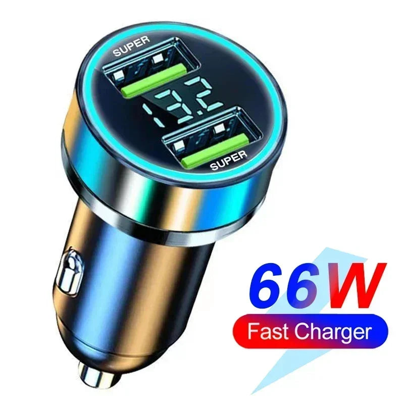 200W Car Charger 6 Ports Fast Charging with Digital Display PD QC3.0 USB C Quick Charging Adapter for IPhone Samsung Xiaomi Amag