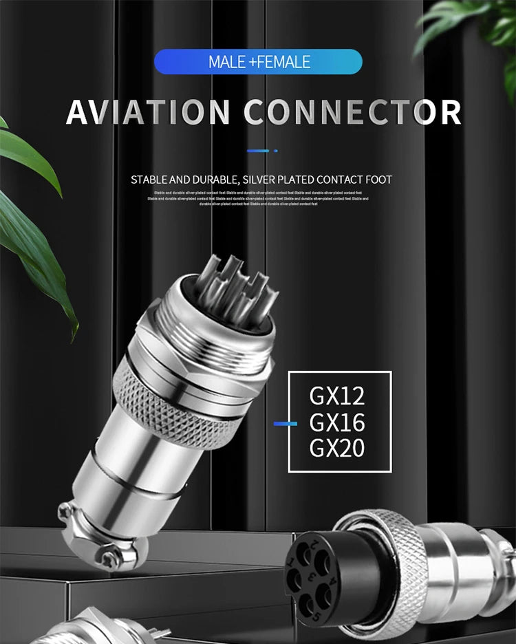 5Pcs GX12 Aviation Connector Plug Socket 2/3/4/5/6/7 Pin Male Female Panel Mount 12mm Circular Metal Wire Adapter Nut Type