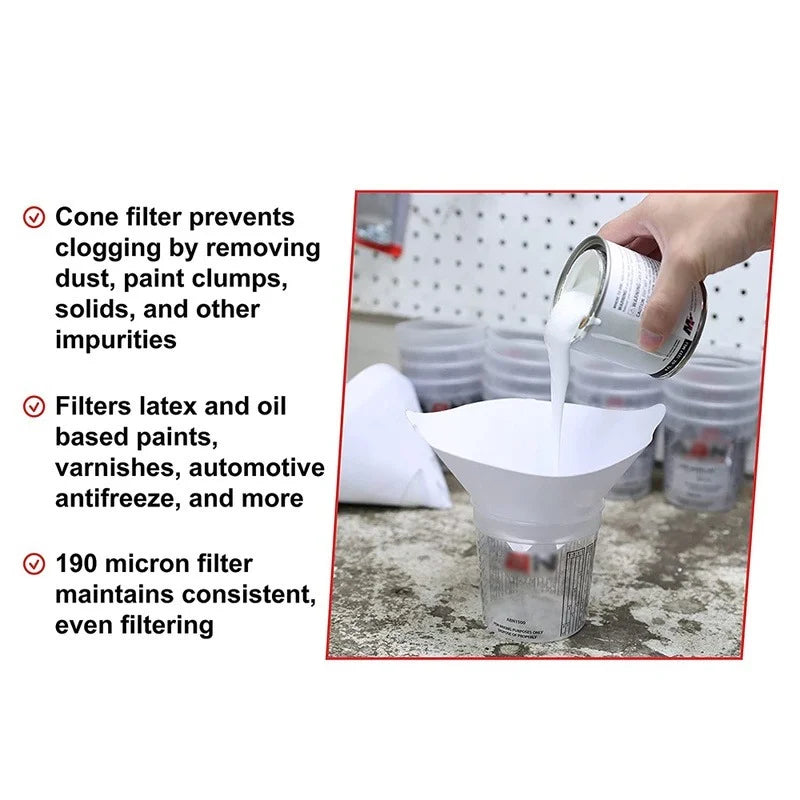 Disposable Car Paint Spray Mesh Paper Filter Purifying Straining Funnel Paint Filter Conical Nylon Micron Paper Funnels Tools