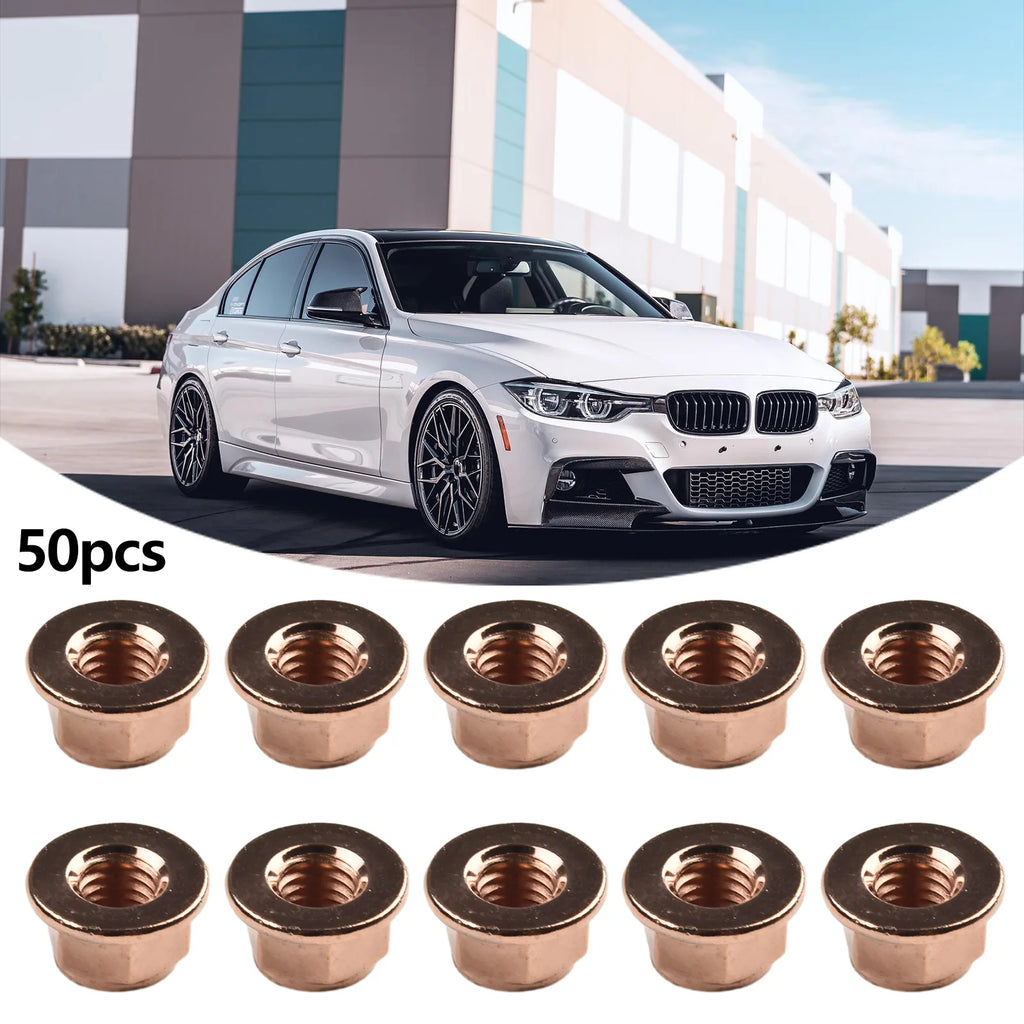 50 Pcs Exhaust Nut Elbow Nuts M8 SW 13 Turbocharger Manifold Copper Nut Automobile Exhaust Pipe Hexagon Nut