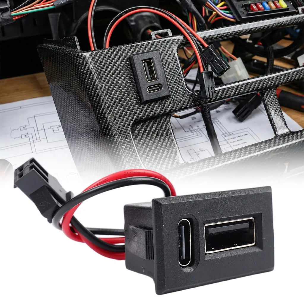 Female Usb Lamp Charging Socket Power Socket Type-C Double Layer Usb Base Socket with Cable Connector Car Accessories 1/2pcs